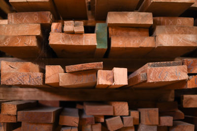 Full frame shot of wooden logs