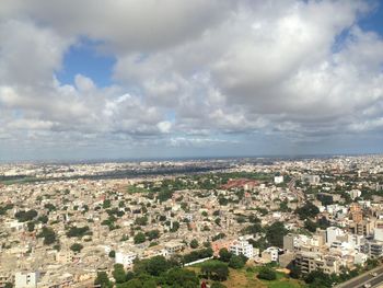 High angle view of townscape against sky