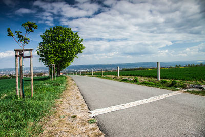 Road by trees against sky