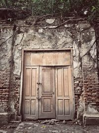 Closed door of old building