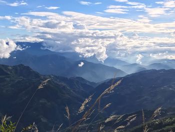 Aerial view of mountains against sky