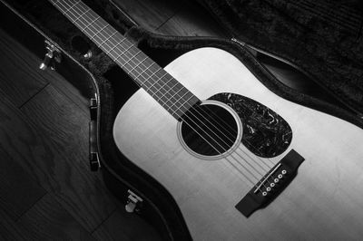 High angle view of guitar