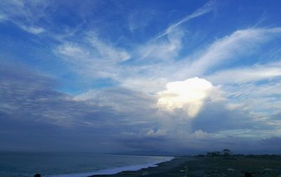 Scenic view of sea against blue sky
