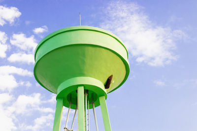 Low angle view of water tower against sky