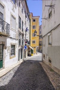 Narrow alley amidst buildings in city