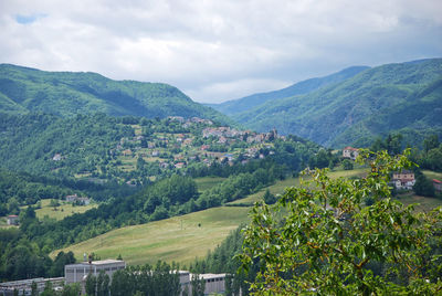 Landscape of taro valley from compiano, province of parma, emilia romagna, italy.