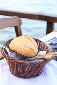 Close-up of ice cream cone in basket