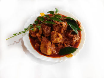 High angle view of food in plate