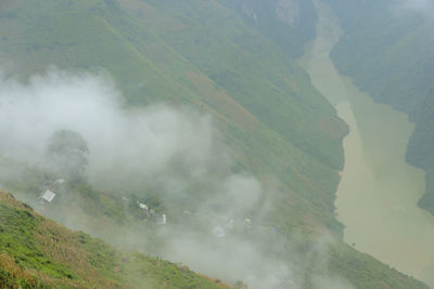 High angle view of foggy weather