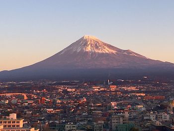 View of cityscape against clear sky