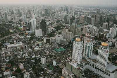 High angle view of buildings in city