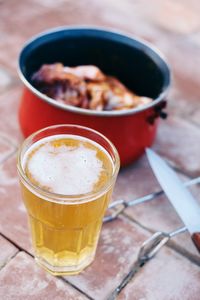 High angel view for beer on a table