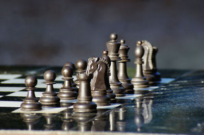 Close-up of pieces on chess board