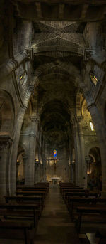 Interior of illuminated cathedral