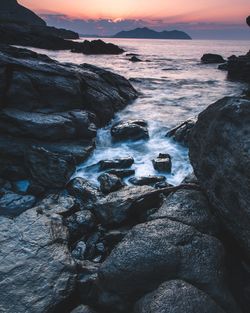 Scenic view of sea during sunset