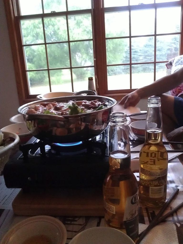 Hot pot and booze with the folks