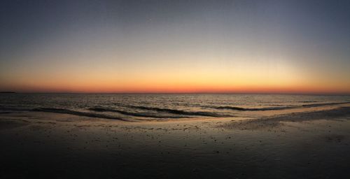 Scenic view of sea at sunset