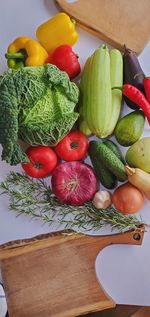 High angle view of chopped fruits on table