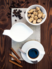 Directly above shot of breakfast on table