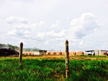 Agricultural field against sky