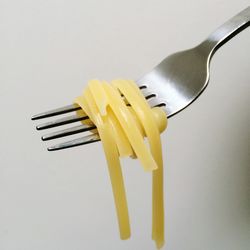 Pasta on fork