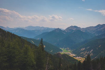 Scenic view of mountains against sky