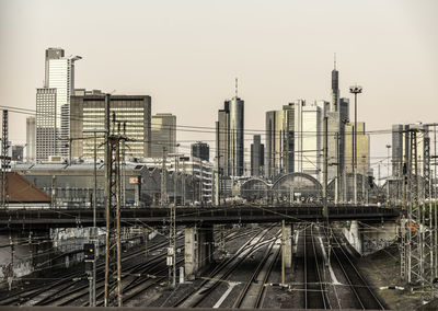 Frankfurt am main city skyline train station color image