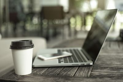 Coffee cup on table