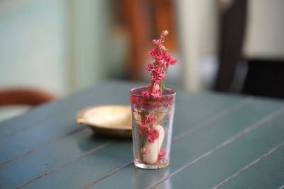 Close-up of flower on table