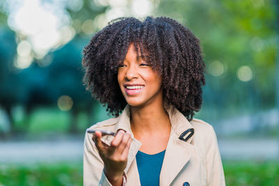 Portrait of young woman looking away