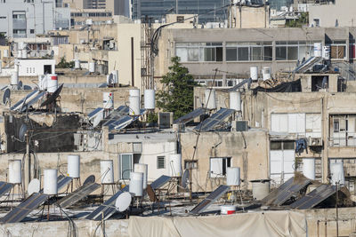 High angle view of buildings in crowded neighborhoods