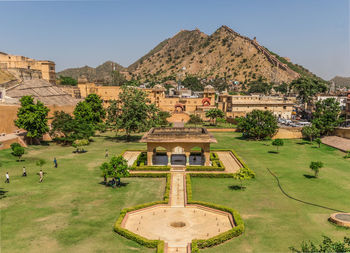 Built structure in city against clear sky