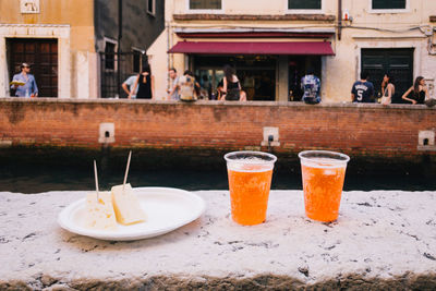 Food and drinks on wall