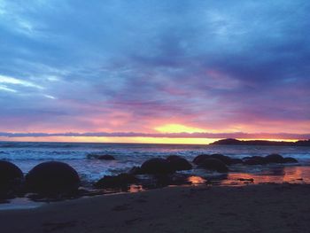 Scenic view of sea against dramatic sky