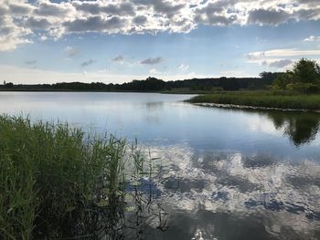 Scenic view of lake against sky