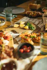 Whole table of home-prepared healthy food