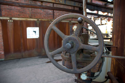 Close-up of rusty machine part