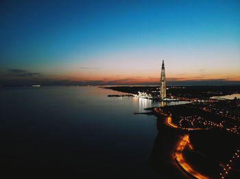 Scenic view of sea against sky at sunset