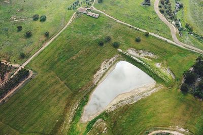 High angle view of agricultural field