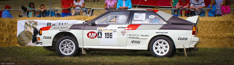 Parked cars on field