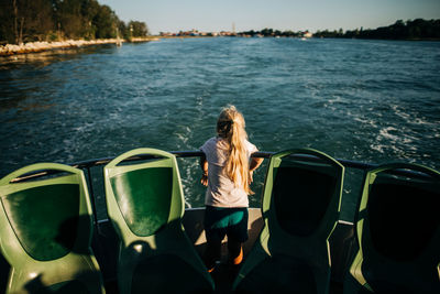 Rear view of woman looking at view