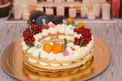 Close-up of cake on table