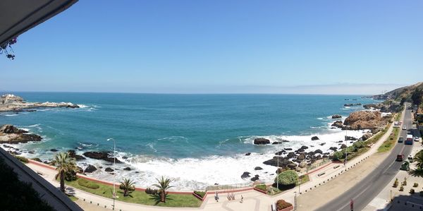 Scenic view of sea against clear sky