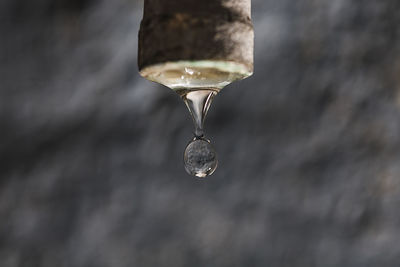 Close-up of water drops on glass