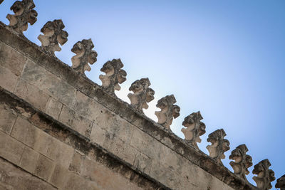 Low angle view of historical building against clear blue sky