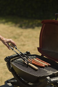 Close-up of meat on barbecue grill