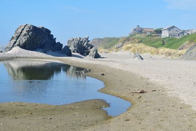 Scenic view of beach against sky