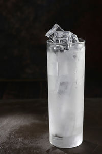 Close-up of ice glass on table