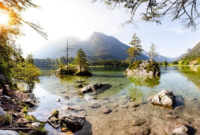 Scenic view of lake against sky