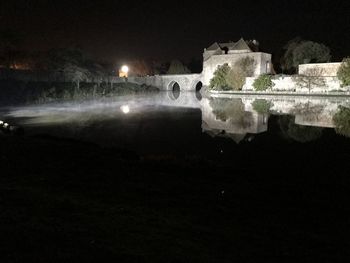 Illuminated buildings at night